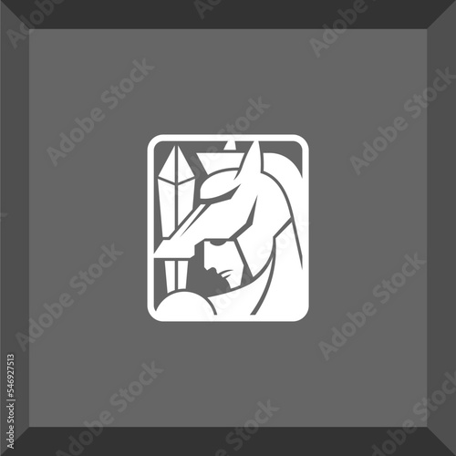 horse and knight simple logo for symbol or icon