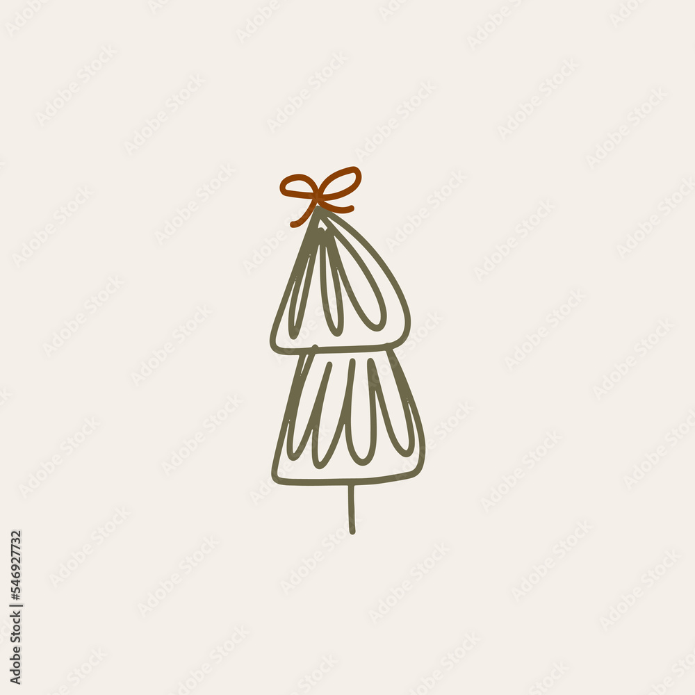 Boho minimalist vector and drawn simple Christmas trees isolated on a light background Boho minimalist vector and drawn simple Christmas trees isolated on a light background