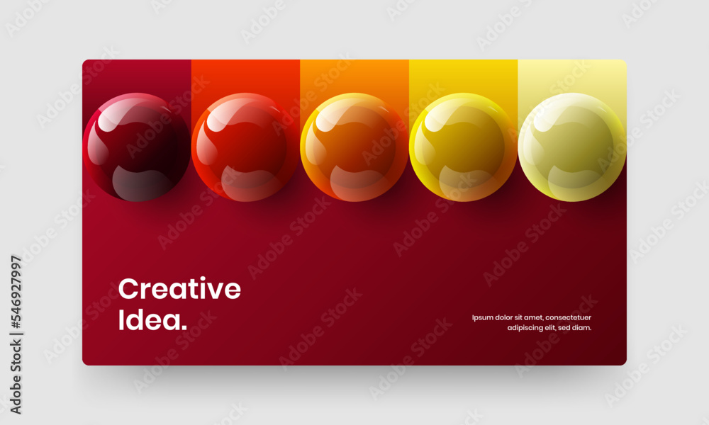 Abstract 3D spheres corporate brochure illustration. Clean postcard vector design layout.