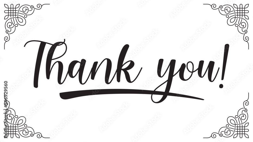 Thank you fancy style text black and white typography thank you Stock