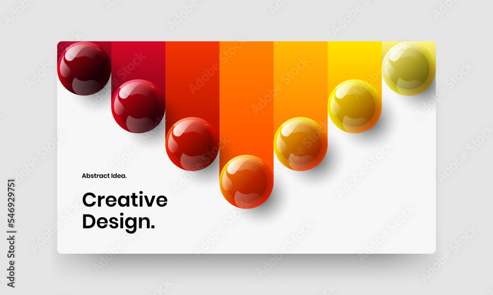 Trendy realistic balls corporate brochure illustration. Unique annual report design vector template.