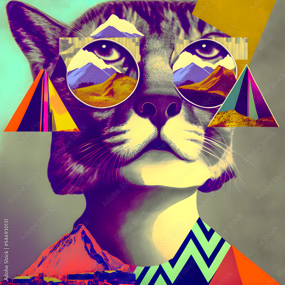 Collage Fun Art, 80s and 90s style Background Illustartion, Pop-Art ...