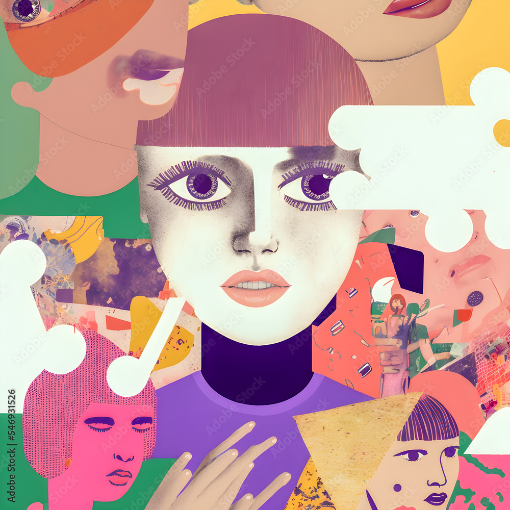 Collage Fun Art, 80s and 90s style Background Illustartion, Pop-Art ...