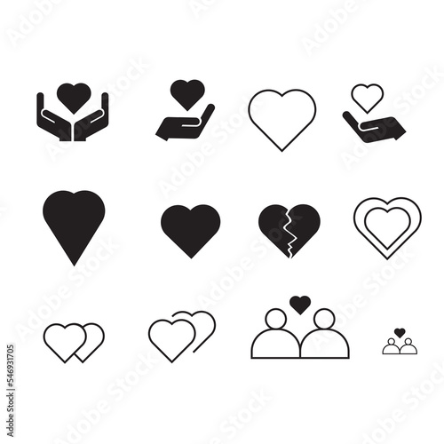 simple line set of heart icons.