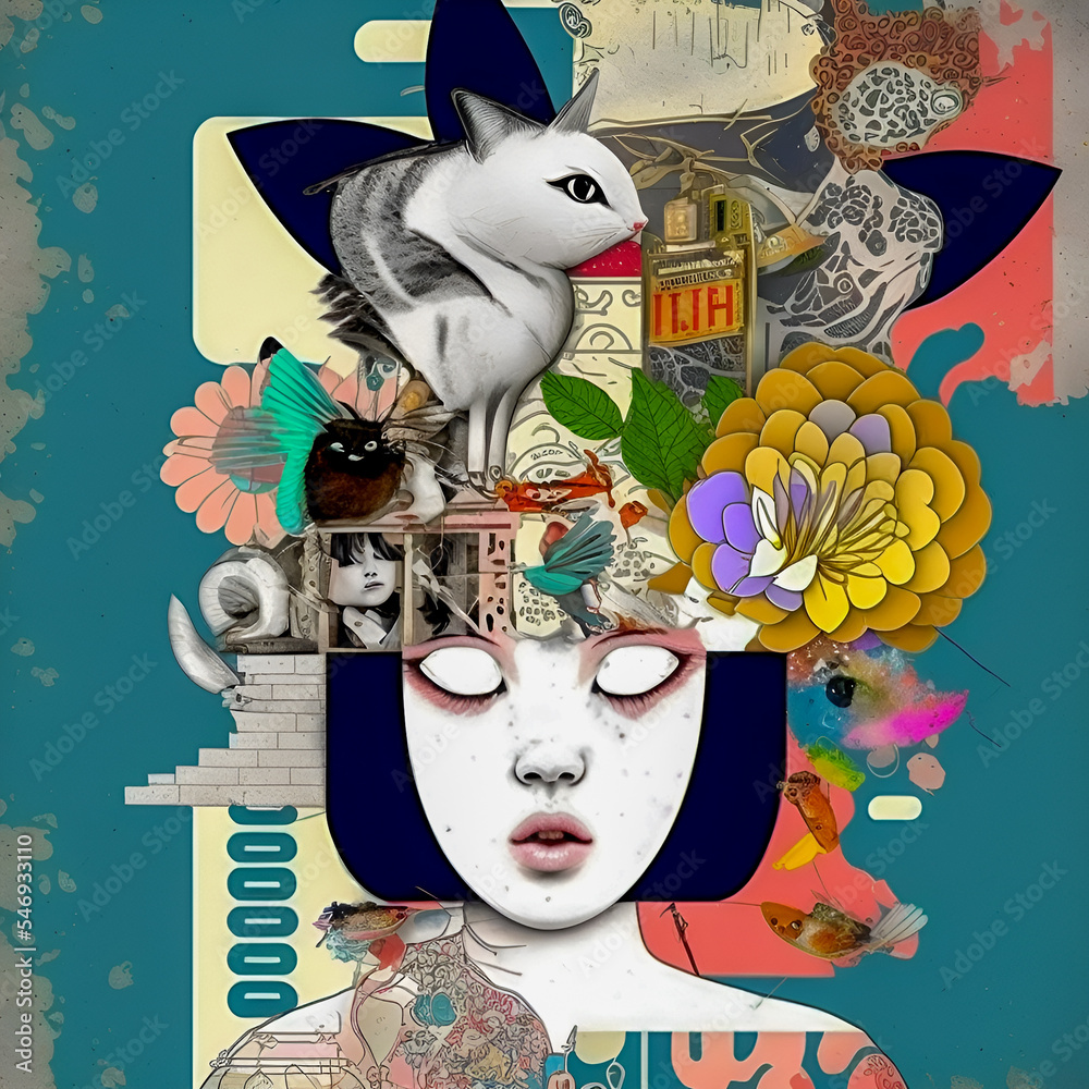 Collage Fun Art, 80s and 90s style Background Illustartion, Pop-Art ...