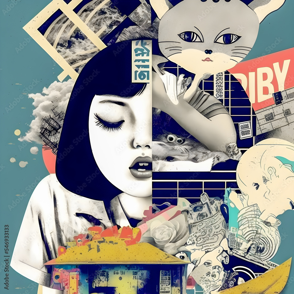 Collage Fun Art, 80s and 90s style Background Illustartion, Pop-Art ...