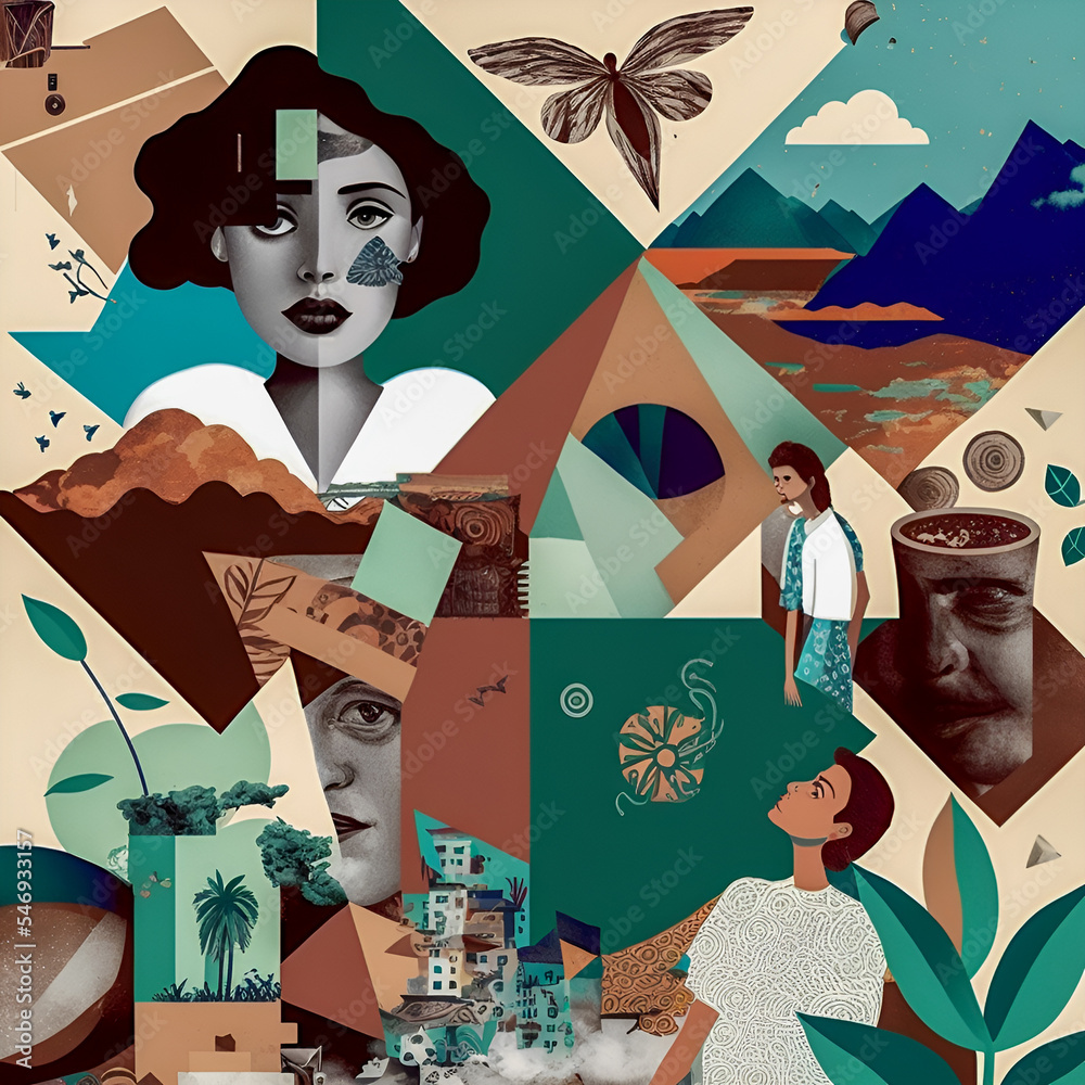 Collage Fun Art, 80s and 90s style Background Illustartion, Pop-Art ...