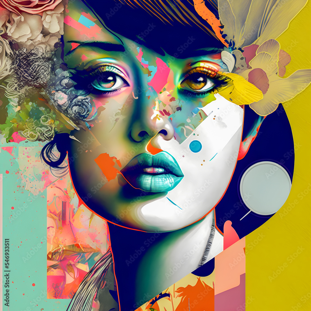 Collage Fun Art, 80s and 90s style Background Illustartion, Pop-Art ...