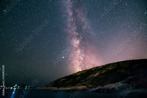 Scenic view of Milky Way at Cap Taillat in Saint Tropez bay