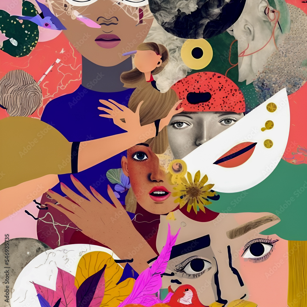 Collage Fun Art, 80s and 90s style Background Illustartion, Pop-Art ...