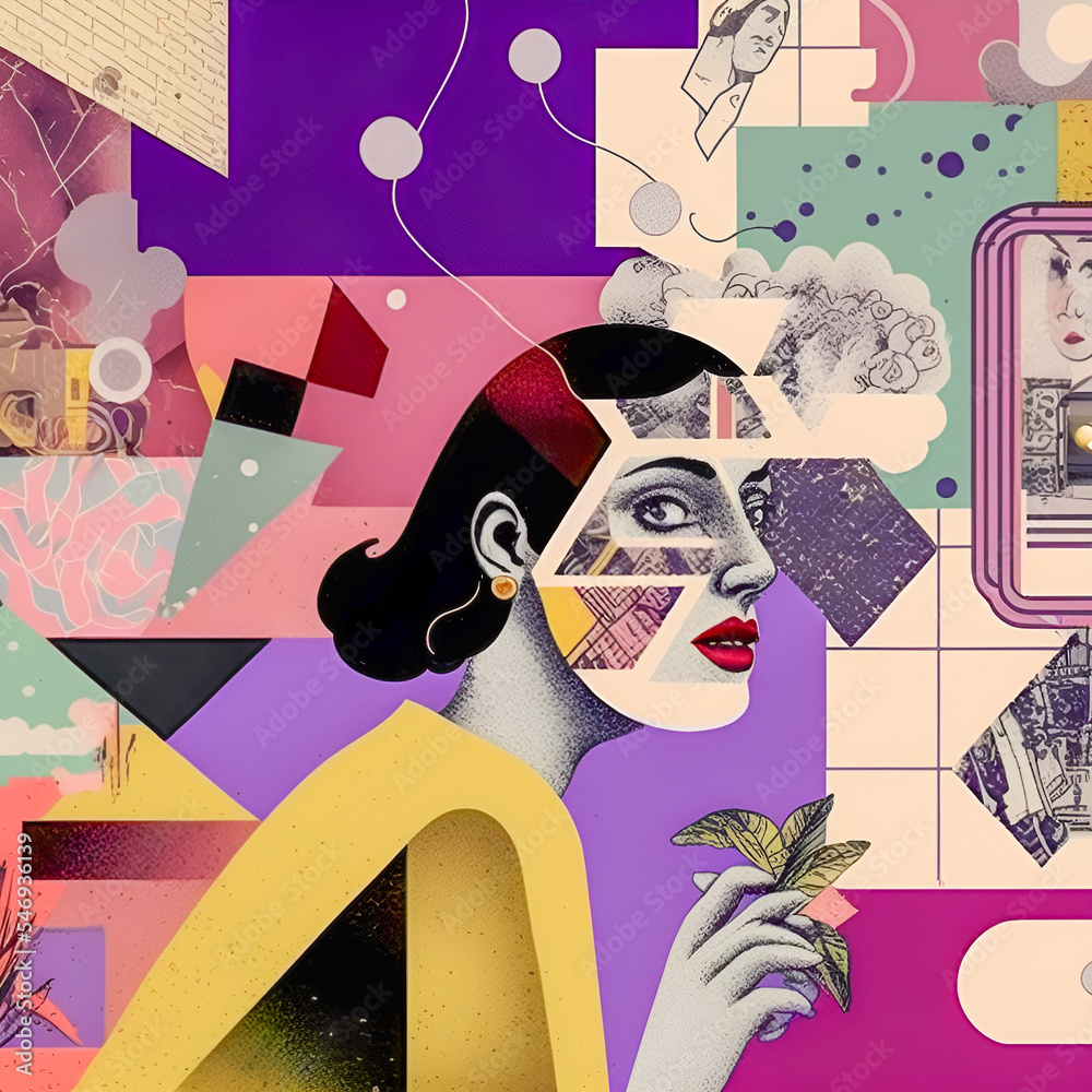 Collage Fun Art, 80s and 90s style Background Illustartion, Pop-Art ...