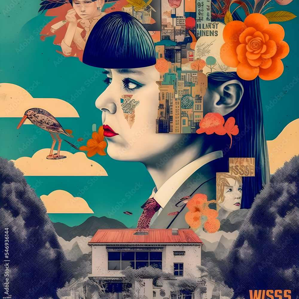 Collage Fun Art, 80s and 90s style Background Illustartion, Pop-Art ...