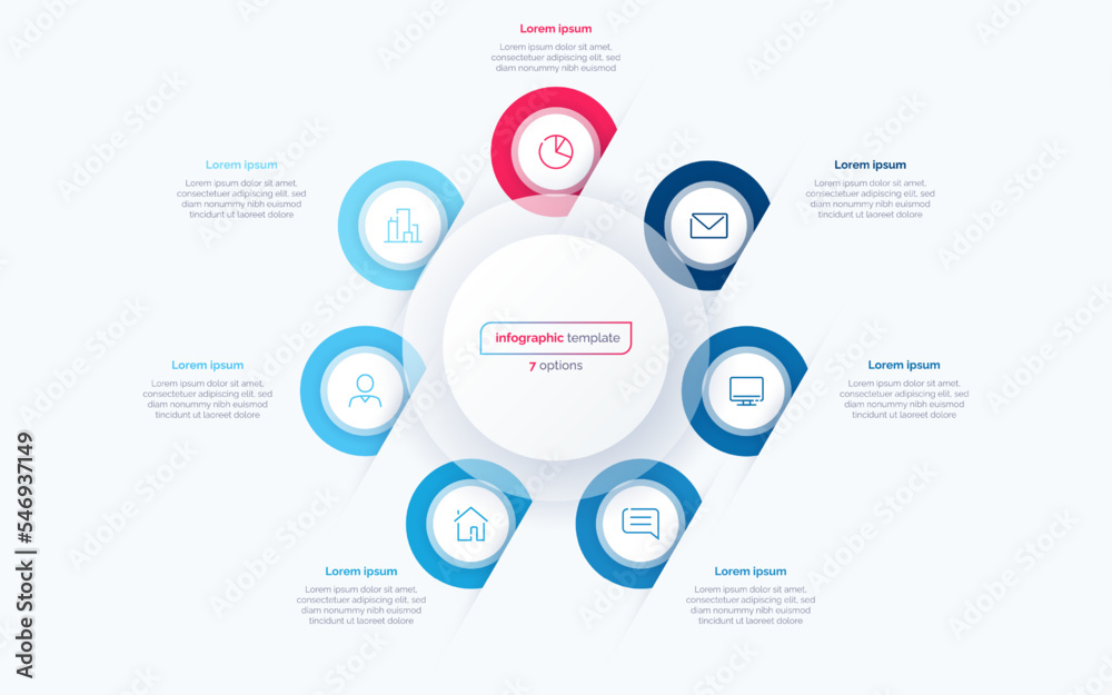 Fototapeta premium Seven option circle infographic design template. Vector illustration