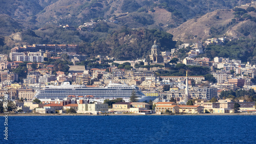 Downtown City by the Sea with mountain background. Messina, Sicilia, Italy. Sunny Morning. © edb3_16