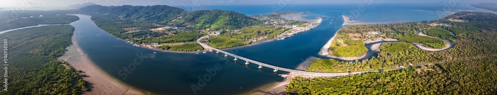 Aerial view of the Siri Lanta Bridge in koh Lanta, Krabi, Thailand