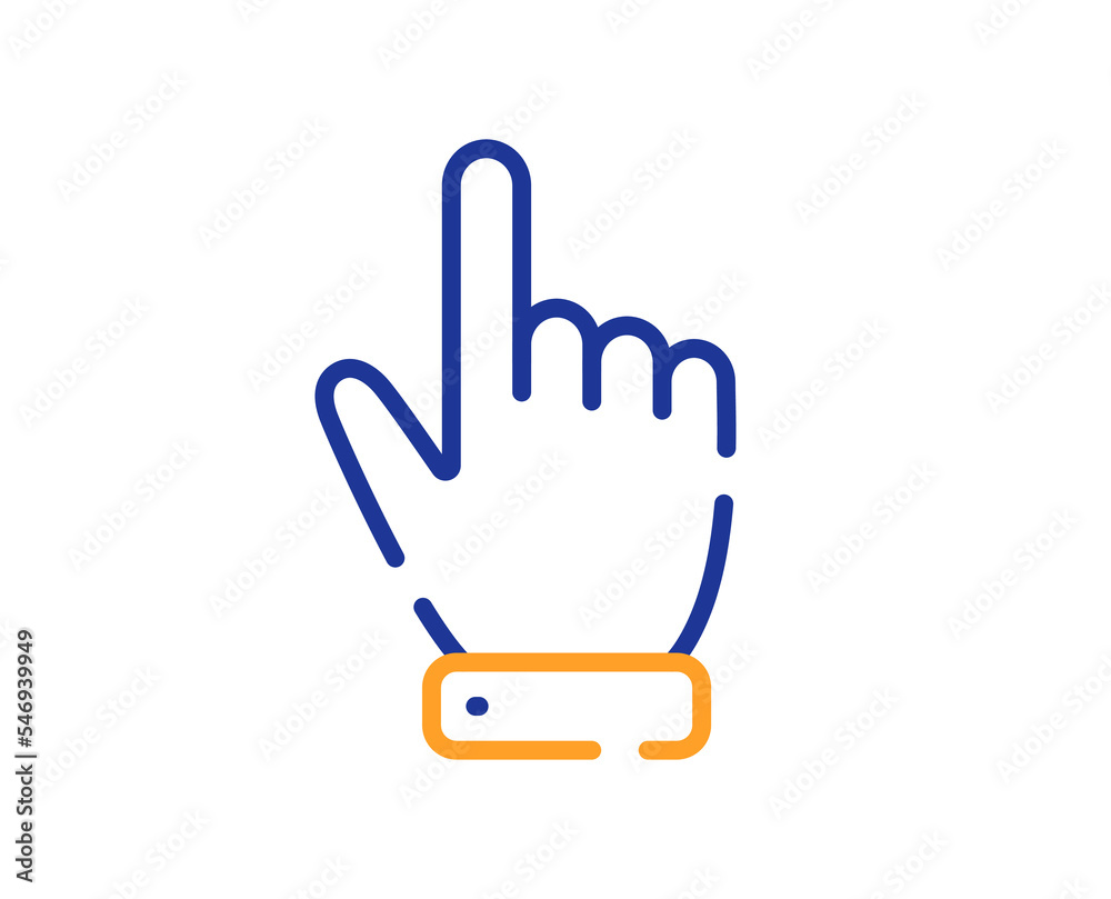 Hand cursor line icon. Click action sign. Finger pointer symbol. Colorful thin line outline concept. Linear style cursor icon. Editable stroke. Vector Hand cursor line icon. Click action sign. Finger pointer symbol. Colorful thin line outline concept. Linear style cursor icon. Editable stroke. Vector