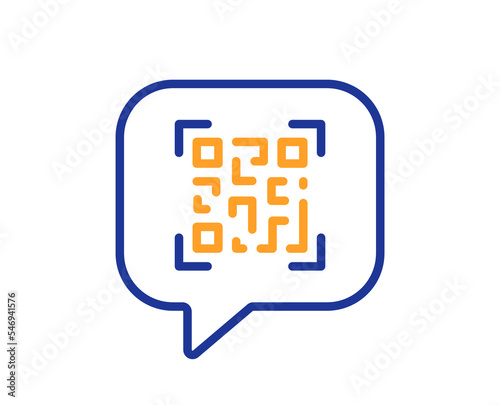 Qr code line icon. Scan barcode sign. Chat speech bubble symbol. Colorful thin line outline concept. Linear style qr code icon. Editable stroke. Vector