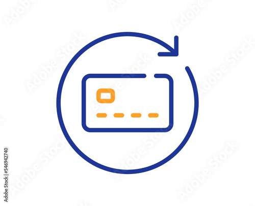 Renew card line icon. Non-cash money sign. Bank credit card symbol. Colorful thin line outline concept. Linear style renew card icon. Editable stroke. Vector