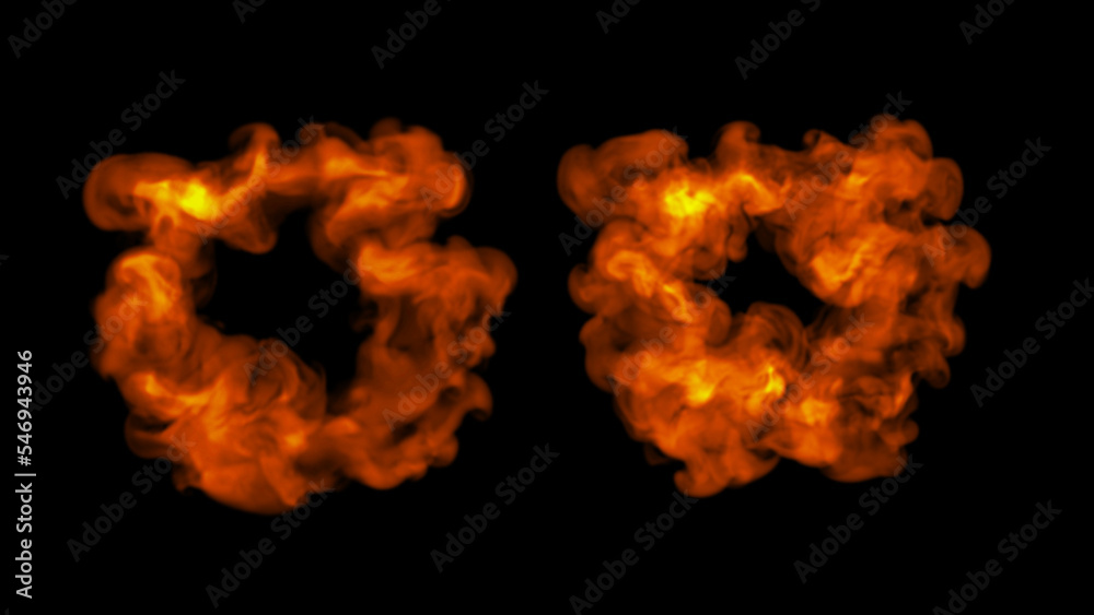Fire Design on Black Background. Close-up Fire Design on Black Background. Close-up