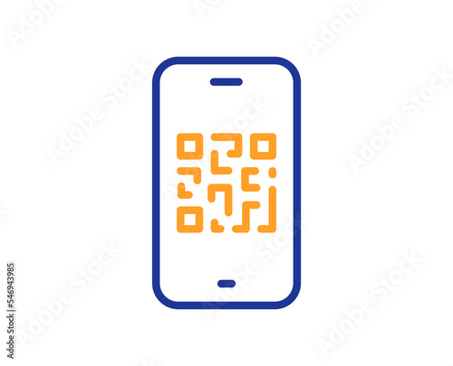 Qr code line icon. Scan barcode sign. Phone code scanner symbol. Colorful thin line outline concept. Linear style qr code icon. Editable stroke. Vector