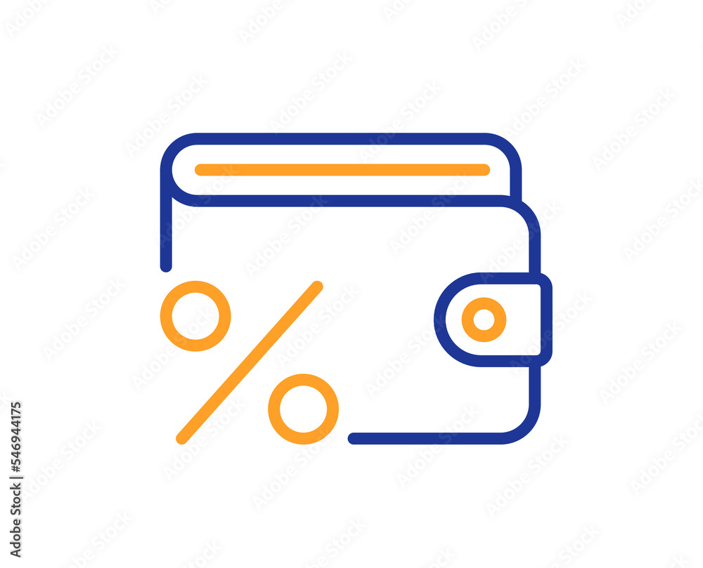 Savings tax line icon. Wallet money sign. Payroll cash symbol. Colorful thin line outline concept. Linear style savings tax icon. Editable stroke. Vector Savings tax line icon. Wallet money sign. Payroll cash symbol. Colorful thin line outline concept. Linear style savings tax icon. Editable stroke. Vector