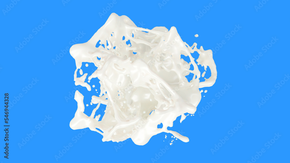 Milk splash with droplets isolated on background. 3d illustration Milk splash with droplets isolated on background. 3d illustration