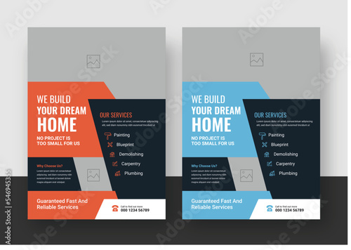 Construction Business Flyer Template, a4 flyer template, Clean Construction Flyer, Business Corporate Flyer