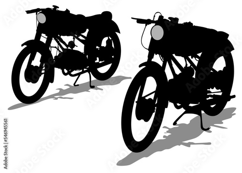 Old big bike and people white background