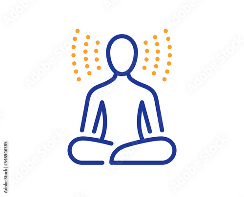 Yoga line icon. Meditation pose sign. Relax body and mind symbol. Colorful thin line outline concept. Linear style yoga icon. Editable stroke. Vector