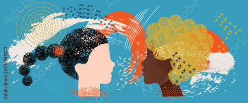 diversity people - woman and girl face to face - recognition - black woman - white girl