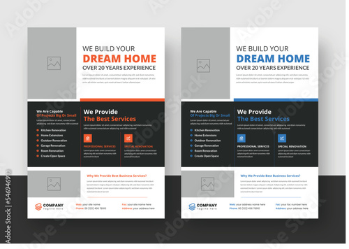 Construction Flyer Layout, a4 flyer template, Renovation Flyer Template, Poster Design, Layout