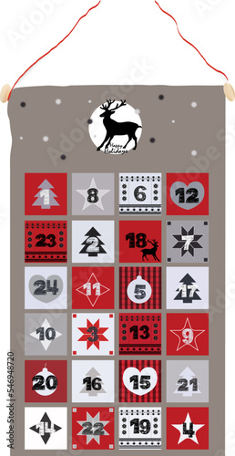 December Christmas advent calendar for 24 days.Original Advent Calendar for Christmas