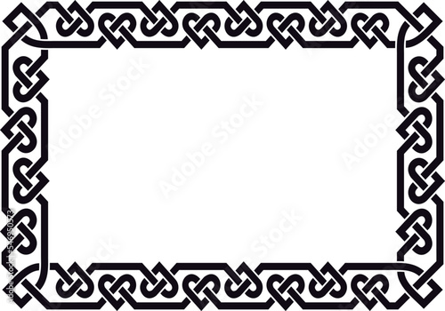 Celtic frame with hearts, black. Linear border made with Celtic knots for use in designs for St. Patrick's Day. photo