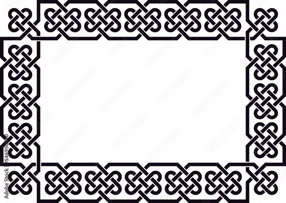 Frame with Celtic knots, black. Linear border made with Celtic knots for use in designs for St. Patrick's Day.