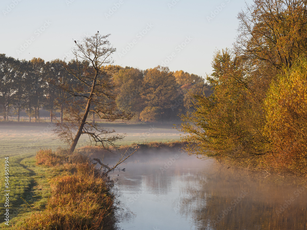 Herbstmorgen an einem Fluß im Münsterland Herbstmorgen an einem Fluß im Münsterland