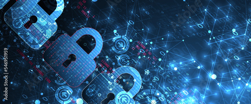 Data security Illustrates cyber data or information privacy idea. Color abstract  internet technology.