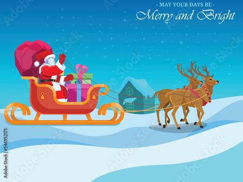 Happy santa claus riding in a sleigh