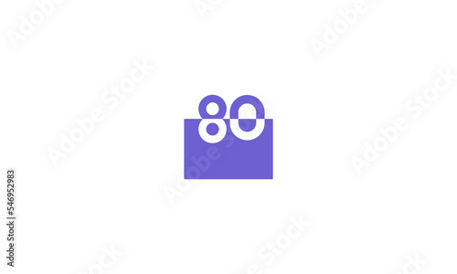 80 Number Purple Fresh Minimal Logo