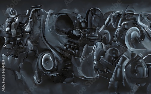 Spectacular watercolor painting of contemporary abstract. Digital art illustration