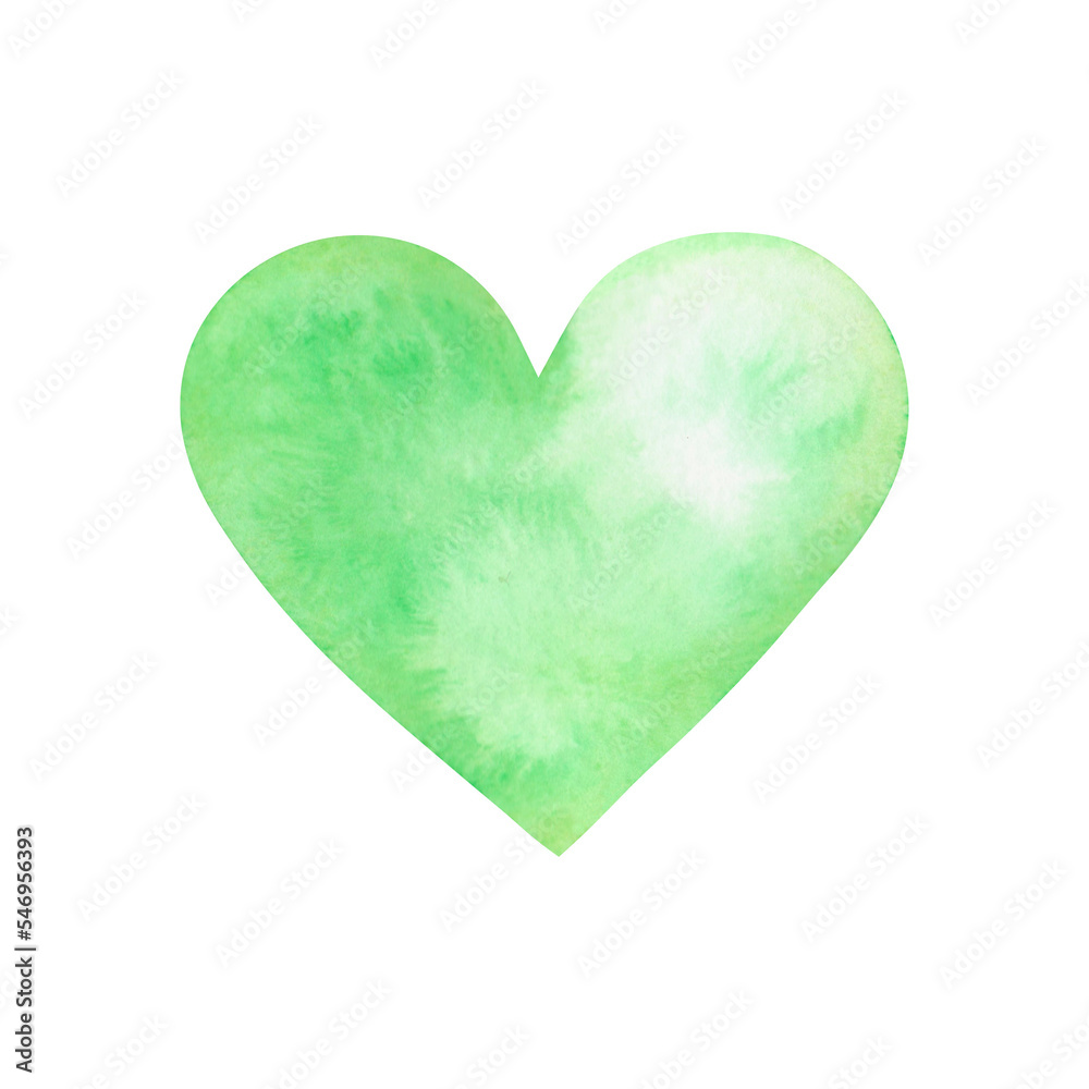 bright juicy watercolor green heart for spring festival invitation and decoration design