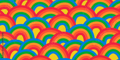 Retro 60s style rainbow seamless pattern with pastel color stripes. Vintage psychedelic wave cartoon background. Trendy hippie 70s stripe print illustration.