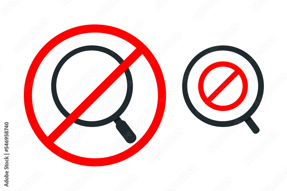 Magnifying glass prohibited. Magnifier ban. Illustration vector Magnifying glass prohibited. Magnifier ban. Illustration vector
