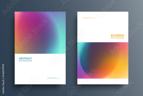 Set of abstract multicolored backgrounds with blurred color gradients. Bright color templates for brochures, posters and covers. Vector illustration.