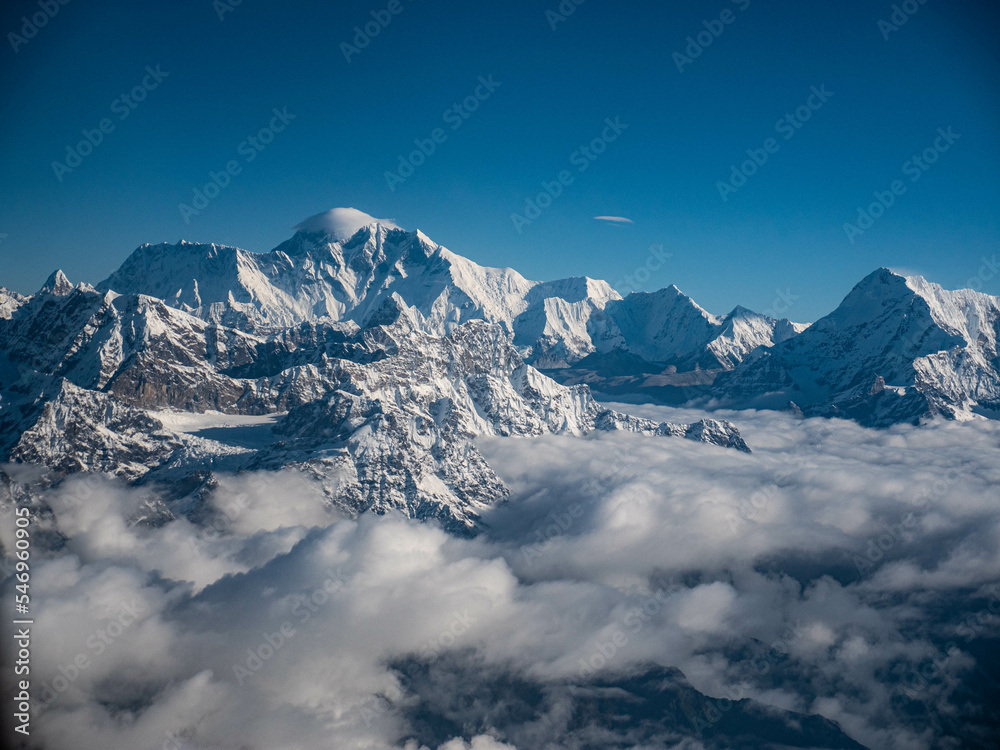 snow covered mountains in the Himalaya including 
 Mount Everest