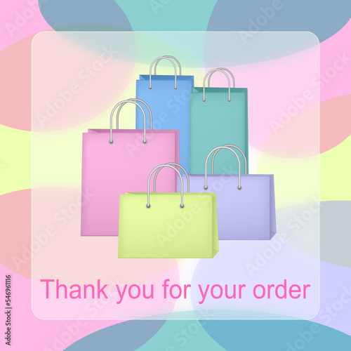 Thank you for your order card design for online shop. Enjoy shopping. Customer thank you for purchase card	
