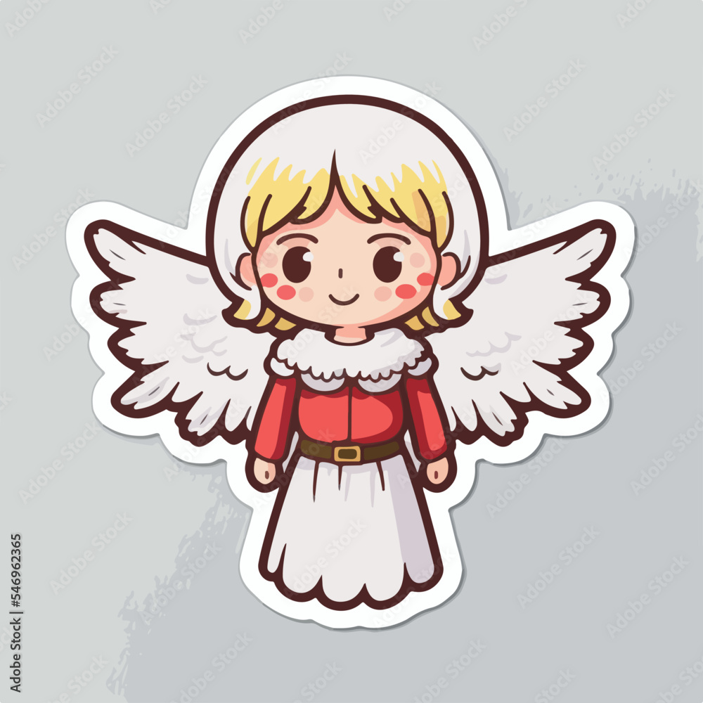 Christmas angel cartoon sticker, xmas wings angel printable stickers sheet. Winter holidays Christmas angel cartoon sticker, xmas wings angel printable stickers sheet. Winter holidays
