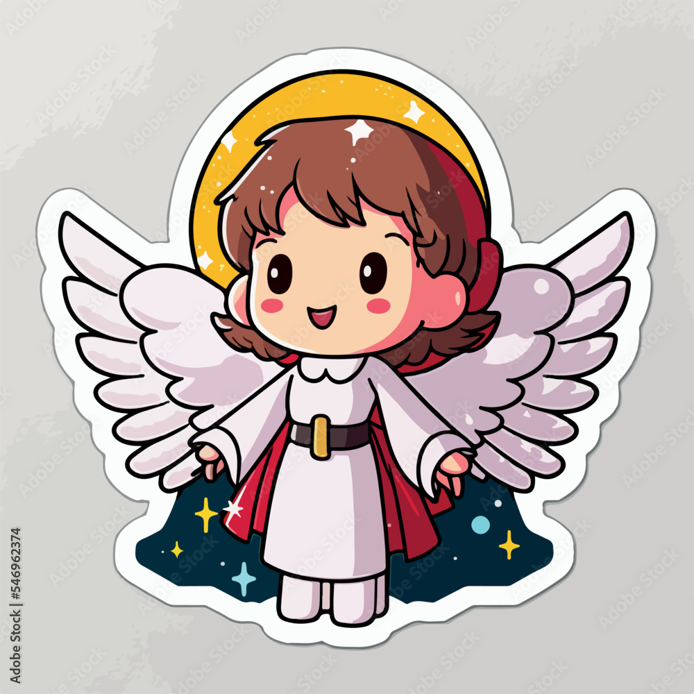 Christmas angel cartoon sticker, xmas wings angel stickers decoration. New-year collection Christmas angel cartoon sticker, xmas wings angel stickers decoration. New-year collection