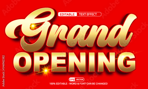 Grand Opening 3d Editable Text Effect Vector With Cute Background