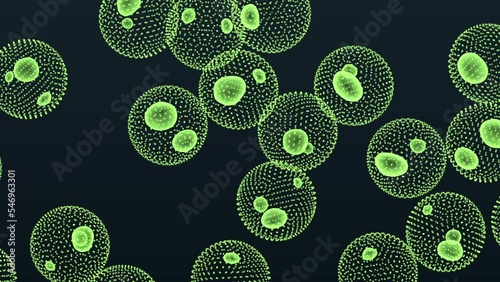 volvox algae 3d representation. Can be used to represent scientific research, photosynthetic organism or  microbiology bacteria cell photo
