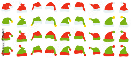 Set of Santa Claus hat isolated on white background